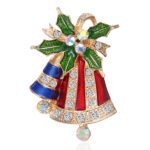 European and American new fashion personality bell brooch Christmas series alloy rhinestone corsage factory direct sales spot wholesale