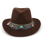 AliExpress Amazon ebay new woolen western cowboy hat minority style men's and women's couple hats - Image 3