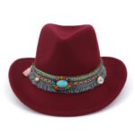 AliExpress Amazon ebay new woolen western cowboy hat minority style men's and women's couple hats - Image 2