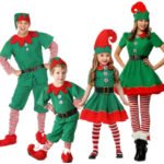 Foreign trade explosion Halloween costumes children's Christmas elf costume parent-child costume festival adult men's and women's green Christmas costumes