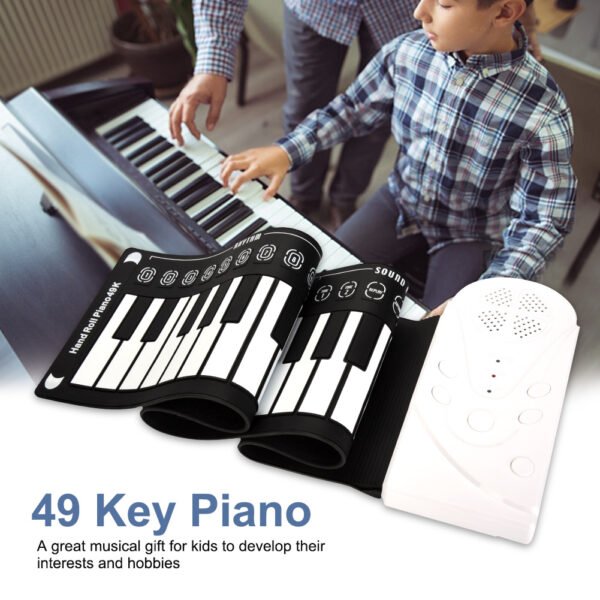 49-key horned hand roll piano portable folding keyboard can be rolled up piano children beginners practice piano