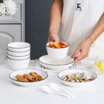 Weimingnuo Ceramic Tableware Bowl Set Tableware Household Japanese Style Black Line Simple Tableware Set 16 Head Diamond Set - Image 4