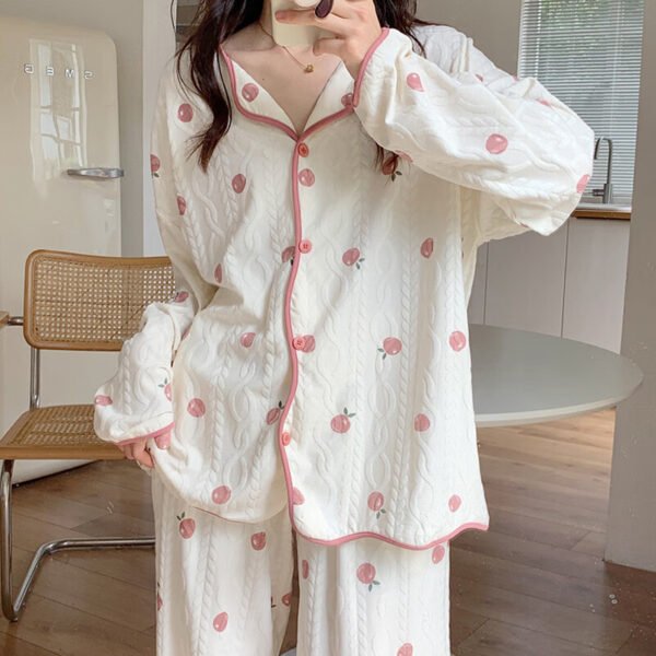 Nanjiren pajamas women's pajamas home clothes can be worn outside spring and autumn home clothes solid color imitation cotton long-sleeved pajama pants set L
