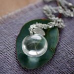 Handmade dandelion time gemstone necklace heart-shaped round oval double-sided gemstone simple crystal necklace - Image 5