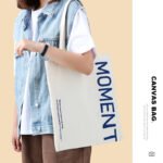 Doco Home Products Canvas Bag Female Handbag Simple Large-capacity Shoulder Bag Literary Fashion Canvas Bag Japanese Environmental Protection Shopping Storage Bag Female College Student Letter M - Image 10