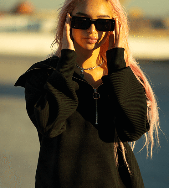 Wide Neck Zipper Sweater