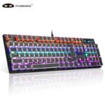 MageGee Mechanical Punk Colorful Backlit Wired Keyboard 104 Key Square Keycap Mechanical Keyboard Retro Punk Keyboard Notebook Desktop Computer Keyboard Black Mixed Light Green Axis