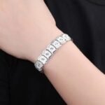 Genuine copper silver plated simple Korean version Xishan snow white star brand wide version men's bracelet e-commerce live broadcast factory wholesale - Image 3
