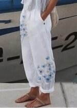 2022 new trousers casual beltless loose cotton wide leg pants - Image 7