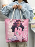 New Cross Border Versatile Tote Bag Women's Portable Shopping Bag Creative Woman Print Thick Rope Large Capacity Beach Bag