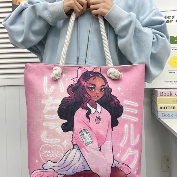 New Cross Border Versatile Tote Bag Women's Portable Shopping Bag Creative Woman Print Thick Rope Large Capacity Beach Bag