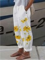 2022 new trousers casual beltless loose cotton wide leg pants - Image 2