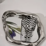 Classic black and white checkerboard glass water cup - Image 3