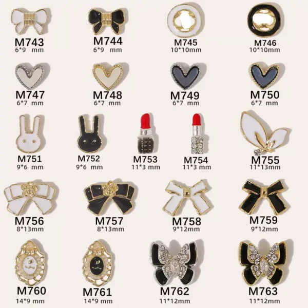 Net red manicure small fragrant wind jewelry love bunny new bow camellia dripping oil nail decoration stickers