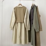 Japanese Cotton Loose Vest + Dress Two-piece Set 2022 Autumn New Mori Style Niche Design Sense Long Dress - Image 3