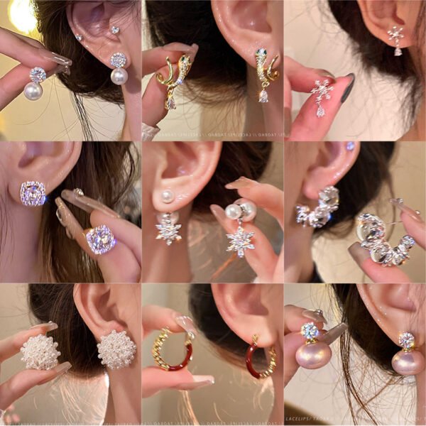 S925 silver needle delicate super flash zirconia earrings women's light luxury temperament high-end sense of stud earrings popular Internet celebrity versatile earrings