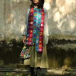 Hand crocheted retro forest women flower scarves