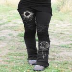 European and American independent station new women's retro lace print patchwork stretch tights - Image 2