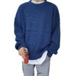 In autumn and winter, a solid color crewneck sweater with a base knit sweater is loose and versatile, and a thickened Korean style sweater men's jacket - Image 5