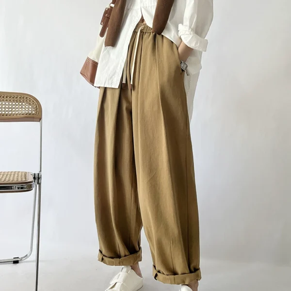 Khaki Lantern Japanese High Waist Casual Overalls
