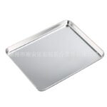 Manufacturer's Japanese-style square plate thickened 304 stainless steel flat-bottomed tray dinner plate curled without cover dental disinfection plate - Image 5