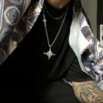 Vintage design diamond inlaid star universe necklace