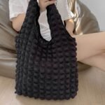 Folded Bubble Bag 2023 New Cotton Japanese Ladies Handbag Shopping Bag One Shoulder Canvas Cloud Bag - Image 4
