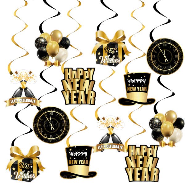 Original New Year Party Decoration Supplies New Year Spiral Ornament Pendant Festive Ceiling Arrangement Supplies Hanging