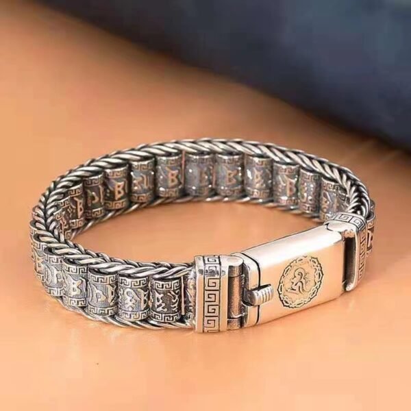 Seiko craftsmanship road road through the six-character mantra prayer wheel men's bracelet can not be turned, personality atmosphere, domineering accessories