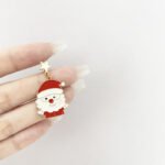 Christmas atmosphere cartoon cute silver needle earrings red temperament metal drip oil wild ball ear clip earrings - Image 4