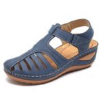 2023 summer new foreign trade sandals women's retro women's sandals car line hole shoes cross-border large size round toe wedge comfortable - Image 6