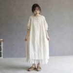 Japanese Mori girl pure beauty hollow embroidery mid-length skirt 21 spring and summer new lace loose dress for women - Image 6