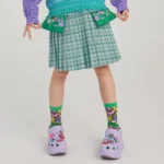 Plaid denim pocket print college pleated skirt - Image 3