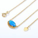 2022 New Japanese Light Luxury Retro S925 Sterling Silver Necklace Niche Pattern Blue Opal Pendant Clavicle Chain - Image 4