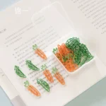 Kamichi Stationery Pea and Carrot Special-shaped Boxed Paperclip Geometric Shape Multifunction Korean Bookmark Cute Paper Clip Small Small Fresh Creative Metal Pin 24 Pieces