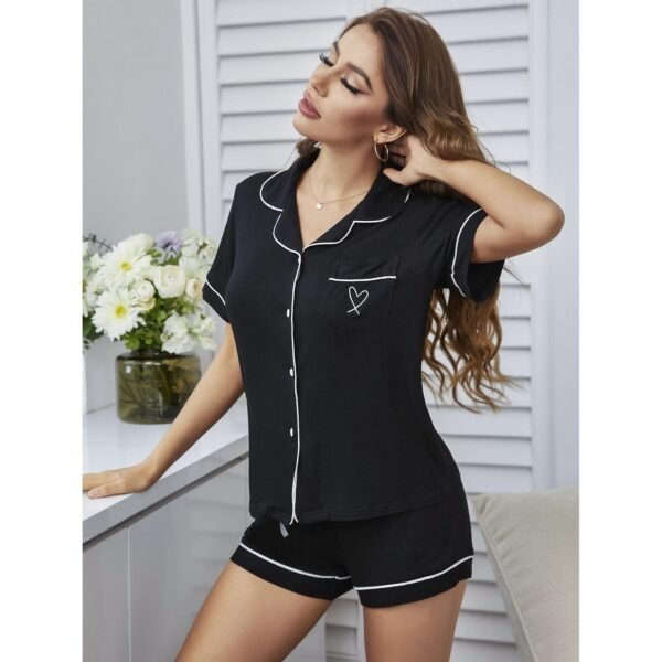 Amazon cross-border European and American loungewear suit cardigan short-sleeved shirt shorts summer pajamas women's foreign trade independent station