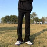 American high street vibe style black breasted jeans, men's spring trendy brand loose straight-leg stacked bootcut pants - Image 3