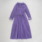 Doll collar shirring big swing dress long skirt washed cotton thin corduroy commuting literary girl autumn and winter 325