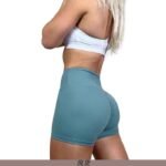 New European and American sexy shorts high waist slim solid color hip-lifting folds tummy-tight running yoga pants spot - Image 7