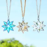 Crystal Snowflake Car Pendant Decoration Octagonal Car Hanging Rearview Mirror Car Ornament Car Pendant Interior Supplies
