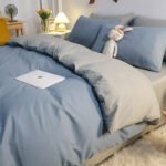 Washed cotton four-piece set Japanese solid color bed sheet quilt cover 4-piece set simple quilt cover dormitory bedding three-piece set - Image 4