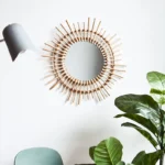 Indonesian rattan dressing makeup mirror creative art decoration round mirror B&B living room porch wall wall hanging mirror
