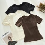 Foreign trade skim* explosive minimalist style short-sleeved T-shirt women's comfortable and breathable pre-autumn slim bottom crew neck top underneath - Image 4