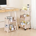 Removable trolley with wheels bookshelf rack desktop rack book storage rack children's student dormitory - Image 4