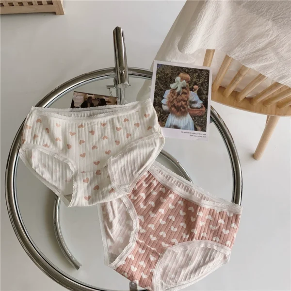 Love Japanese underwear women's mid-waist cotton comfortable breathable ladies underwear girl knitted thread briefs
