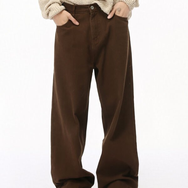 MTLCLOTHES Men's Wear|Classic basic vibe style simple elastic waist dark coffee washed jeans trend