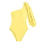 2023 swimsuit new sexy solid color tie tight bikini slim conservative one-piece swimsuit female swimsuit - Image 5