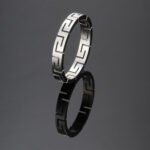 Japanese and Korean simple stainless steel rings for men and women hollow Great Wall pattern geometric tide men titanium steel hip hop ring pair ring jewelry - Image 4