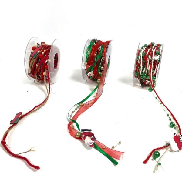 Cross Border Amazon Hot Selling Wooden Beads Snowman Gift Wrap Ribbon Christmas Christmas Tree Decoration Ribbon