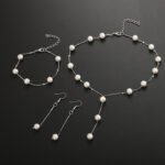 Boutique Korean version fashion sweet OL elegant pearl simple temperament necklace earrings bracelet set - Image 3